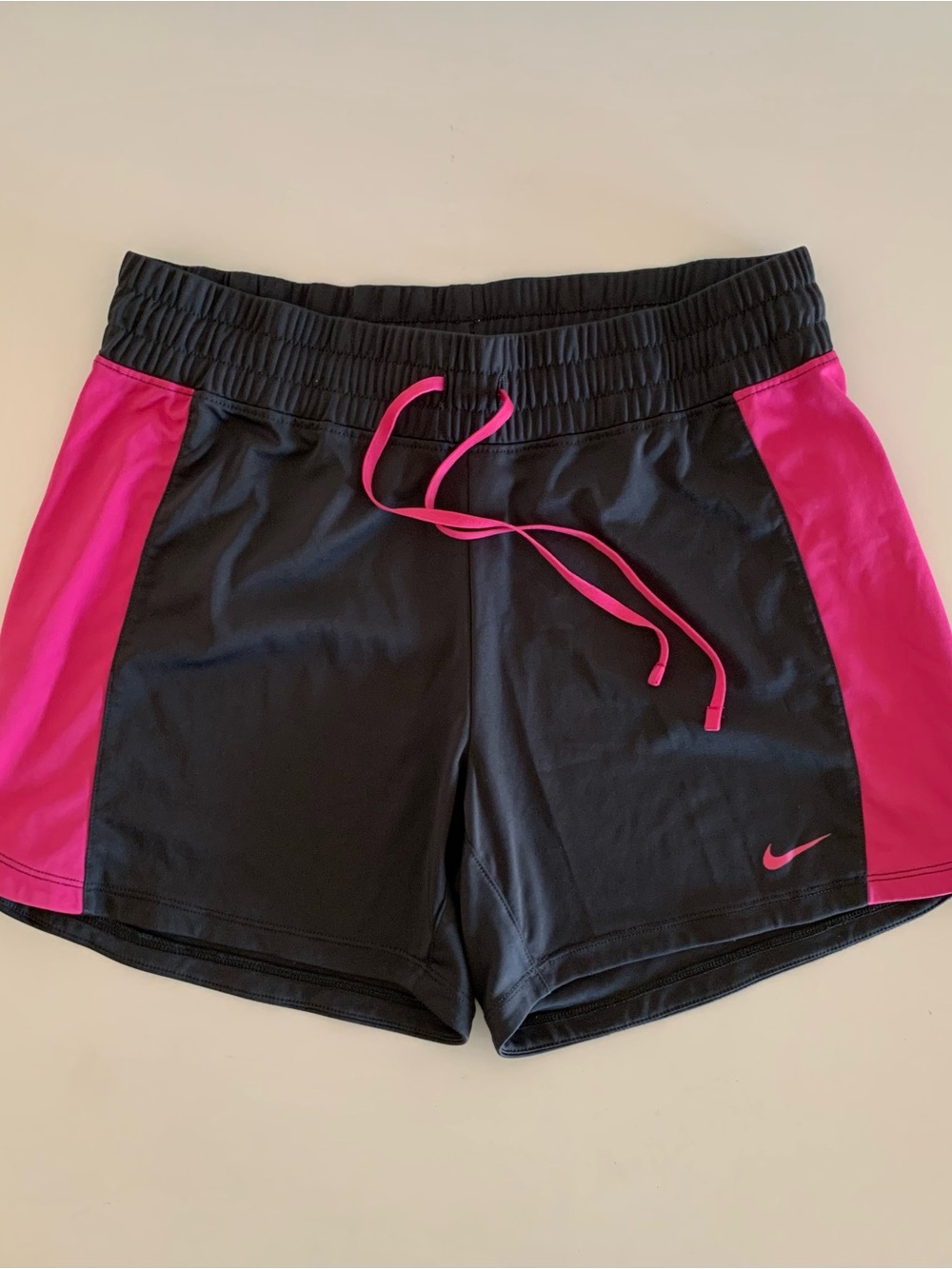 Nike Women’s Black Athletic Shorts with Bright Pink Panels